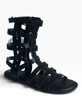Torrid Caged Lace Up Gladiator Sandals Black Size 8 WW Extra Wide NWT